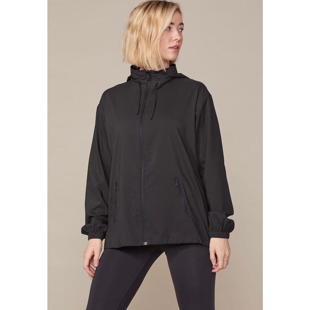Girlfriend Collective Sideline Full Zip Windbreaker Lightweight Hooded Jacket‎